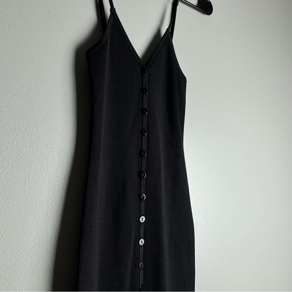 Black Midi Button Dress